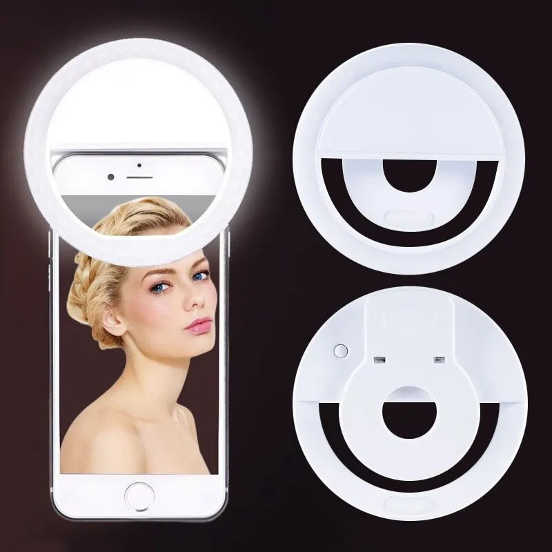 USB Rechargeable LED Selfie Ri - Photography Lightning 评论和价格