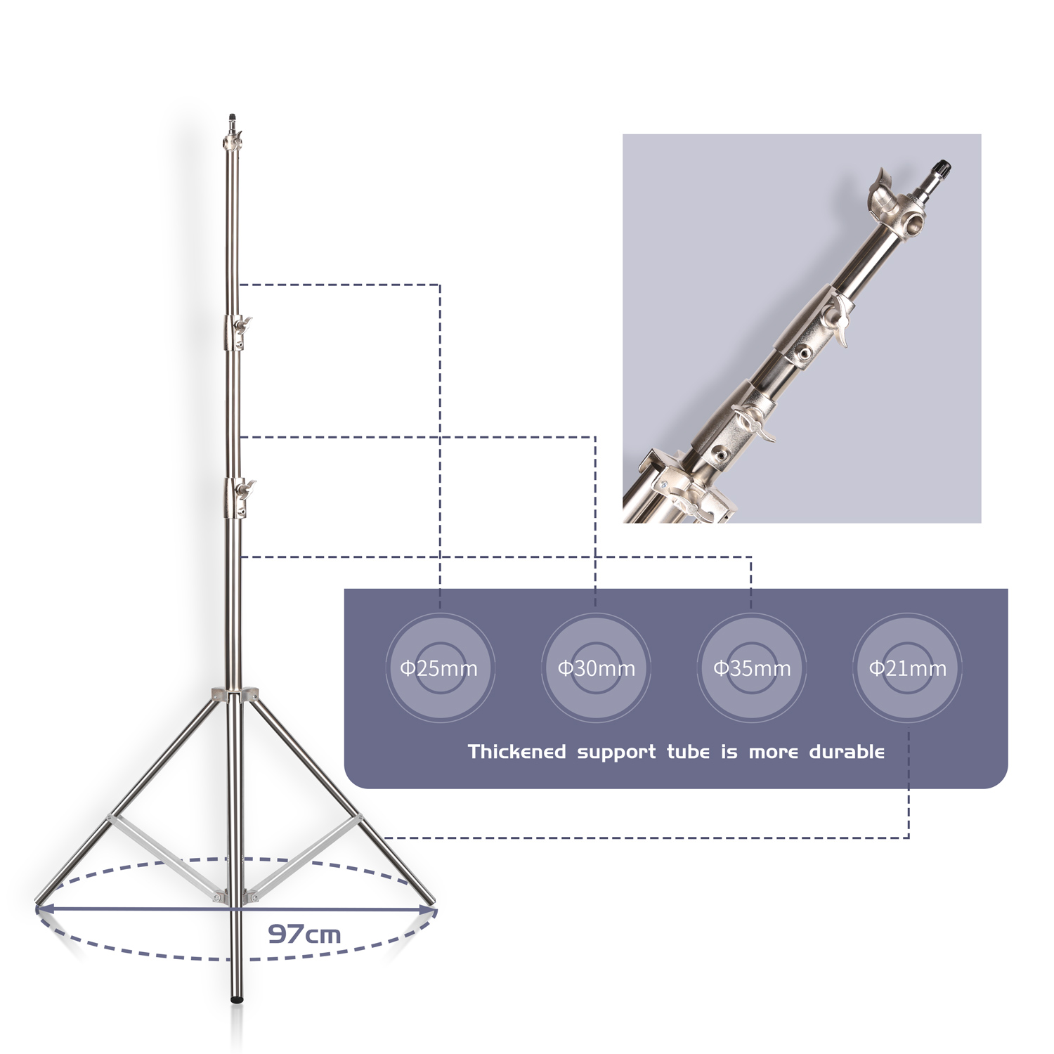 SH 2.8M Stainless Steel Light  - Photography Video Lighting Kit With Adjustable Tripod Stand 评论和价格