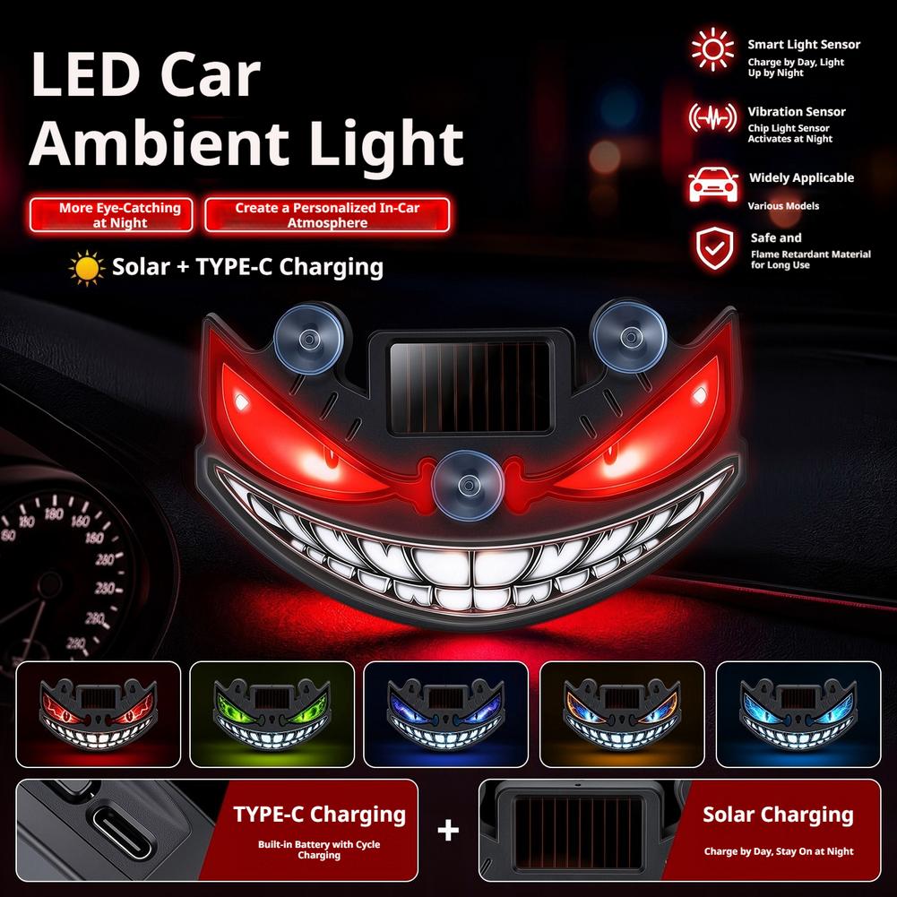 Solar Devil Eye Car LED Decor  - Interior Photography Lighting 评论和价格