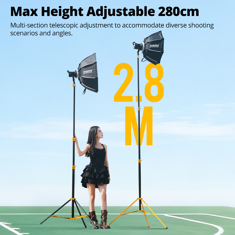 AMBITFUL GM280Y 280cm Professi - Photography Video Lighting Kit With Adjustable Tripod Stand 评论和价格