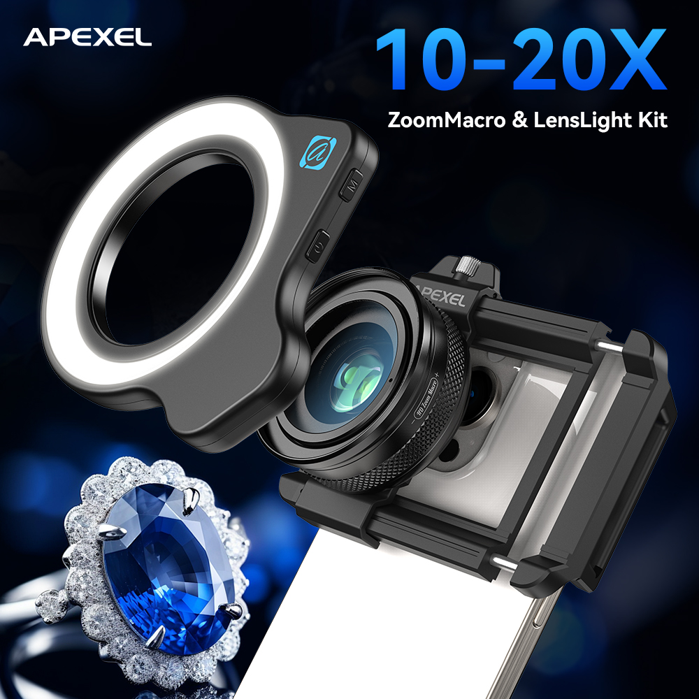 APEXEL 10-20X Adjustable Zoom  - Jewelry Photography Lighting Kit 评论和价格