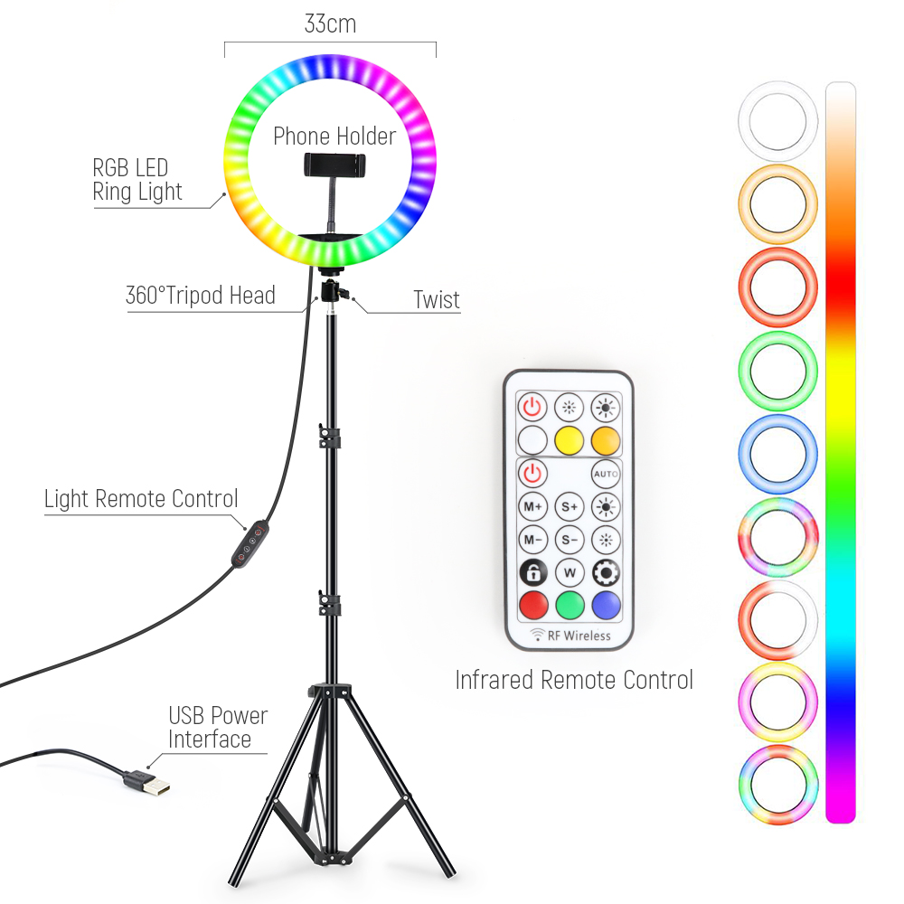 13inch RGB Led Selfie Ring Lig - Photography Lighting Circle 评论和价格